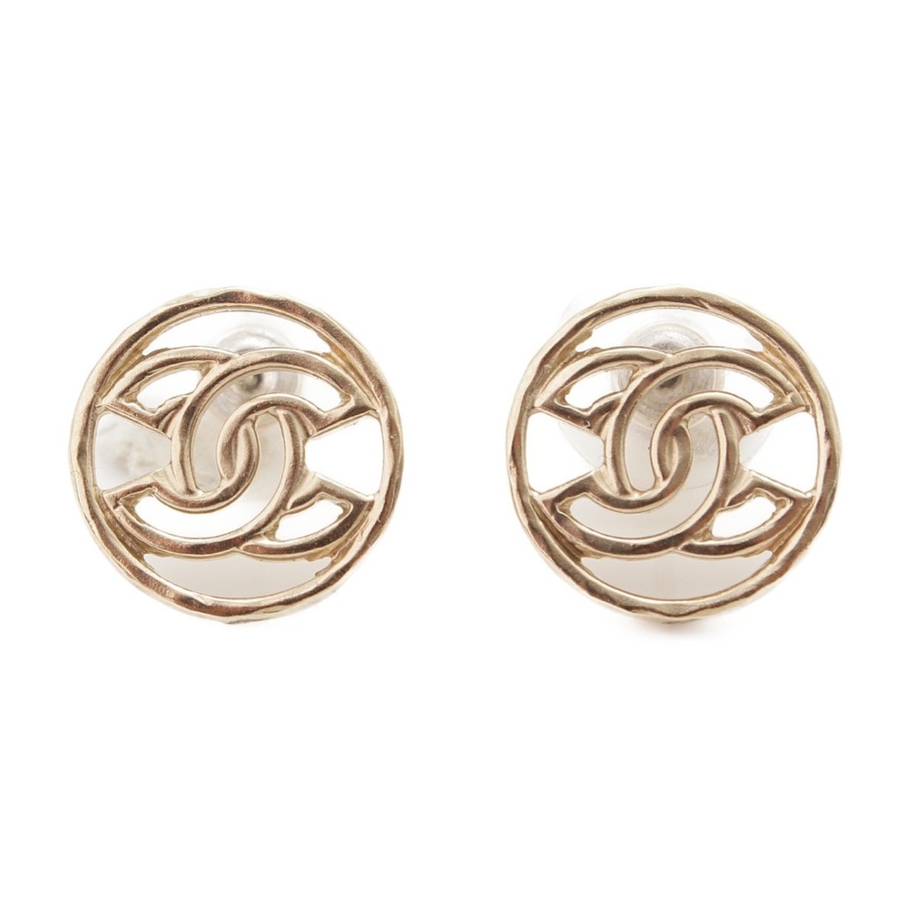 🚫SOLD🚫 Authentic Chanel Logo Round Earrings GHW